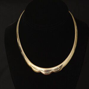 Silver Tone Metal Rigid Open Back Collar Necklace Stamped Mexico